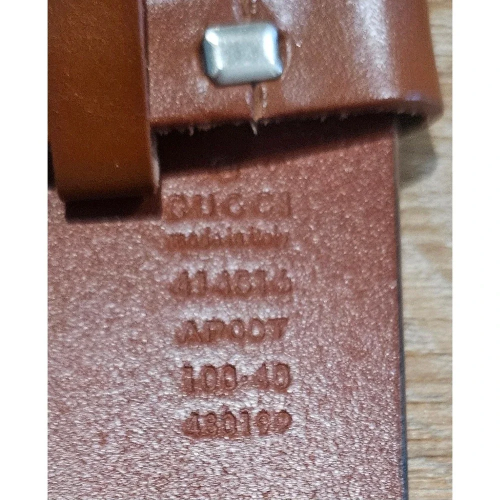 Gucci GG Marmont Brown Leather Belt Antique Gold Buckle 414516 Size 100 40